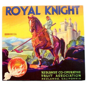 Vintage Framed Citrus Crate Label Royal Knight Redlands California Sunkist NOS